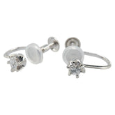 Pt900 プラチナ ダイヤ ネジ式 イヤリング レディース 【中古】